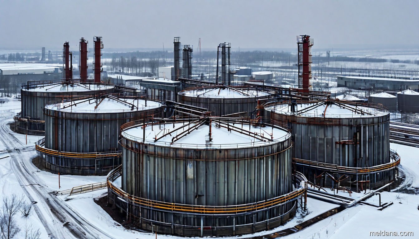 Защитная сетчатая конструкция ЗАСЛОН над резервуаром РВС-5000 на нефтебазе